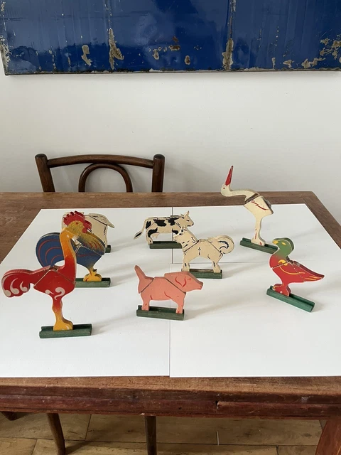ERZGEBIRGE SEIFFEN GERMANY JOUETS ANCIENS MINIATURES EN BOIS LOT DE LAPINS