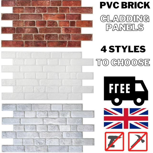 3D BRICK EFFECT Wall Panel Cladding Slate PVC Panelling Retro Classic