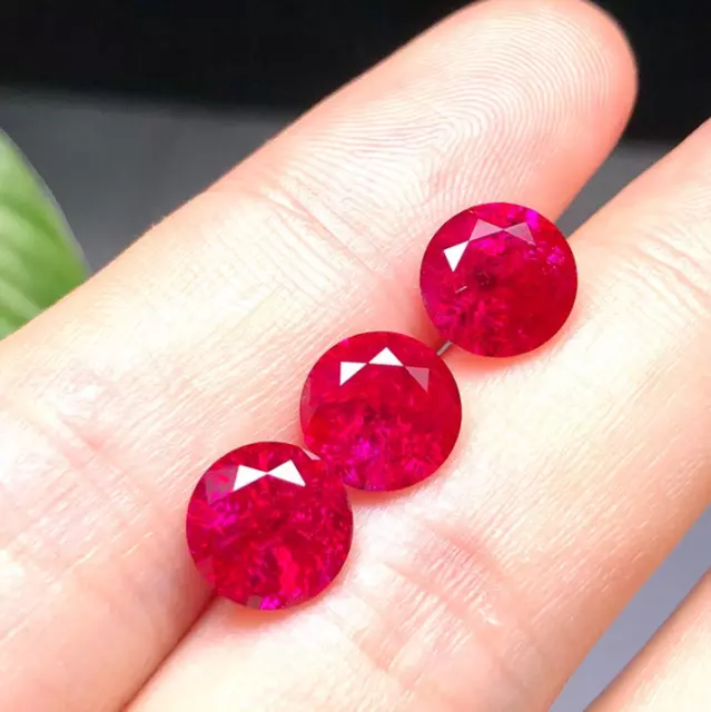 Natural Round Red Ruby 5mm - 12mm AAAAA+ Faceted Cut  VVS Loose Gemstone 3