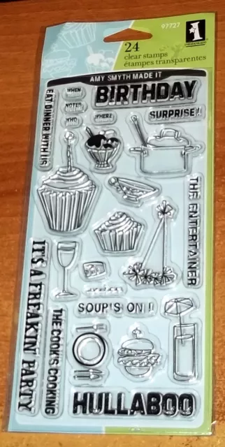 CLEAR ACRYLIC INKADINKADO STAMPS SOCIALIZE ~ Milkshake, Party, B'day wk CTMH bk
