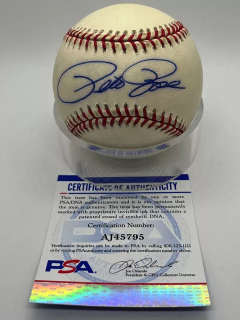 Pete Rose Reds Phillies Signed Autograph Official OMLB NL Baseball PSA DNA *95