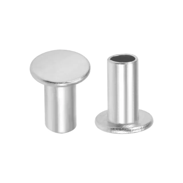 200Pcs M5x10mm Aluminium Tête plate Semi-tubulaire Rivets Argenté