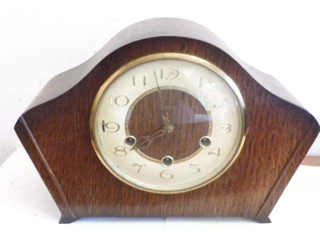 Antique/Vintage Oak  Bentwood Smiths   Mantle Clock. Smiths 4 Bar Movement Gwc