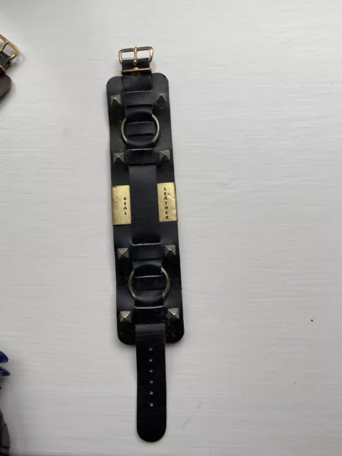 Vintage Old Stock Black Leather Watch Strap Cuff