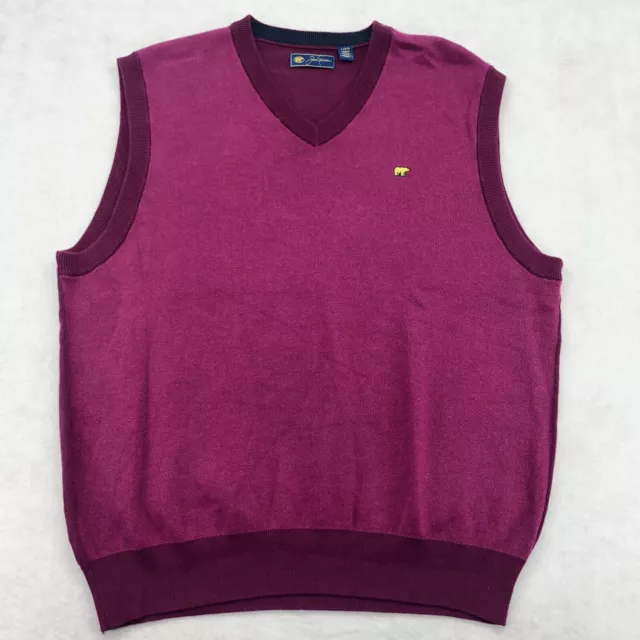 Jack Nicklaus Golden Bear Logo V-Neck Sweater Vest - Magenta Mens L