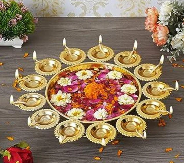 Urli bowl handcrafted bowl for home decor  T-Light candle flower diwali special.