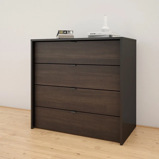 Nexera Opaci-T 4 Drawer Chest, Black and Ebony Black 4-drawer