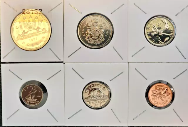 1977 Canada  1, 5, 10, 25, 50 Cents, $1 Dollar 6 Coin Set  - UNC - # 28132