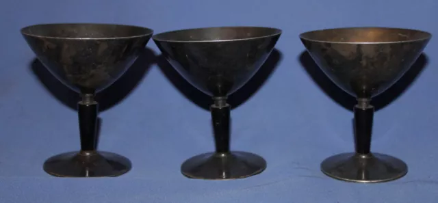 Vintage Set 3 Engraved Silver Plated Goblets