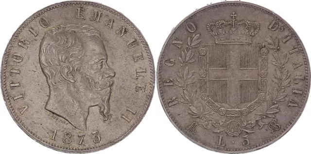 Italien-Königreich 5 Lire 1873 Mailand Vittorio Emanuele II. 1859/1861-1879