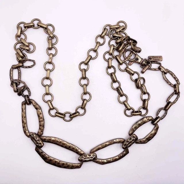 Womens Chico's Belt Brushed Gold Chunky Chain Link 48" Costume Fashion Jewelry