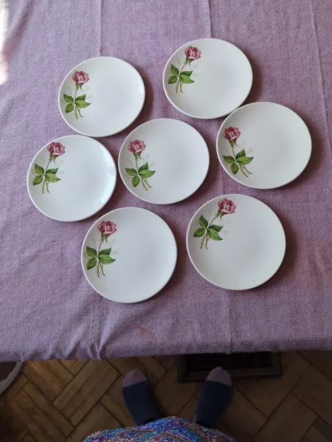 Set of 7 Edwin Knowles Tea Rose Bread and Butter Plate USA Made