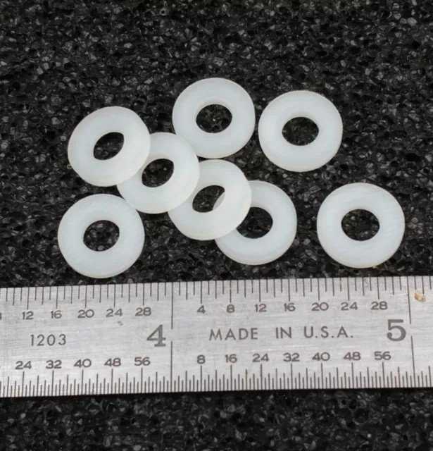 PLAIN FLAT WASHERS  #8 HOLE X 3/8" OD X 1/16" THICK NYLON  - 100 pcs