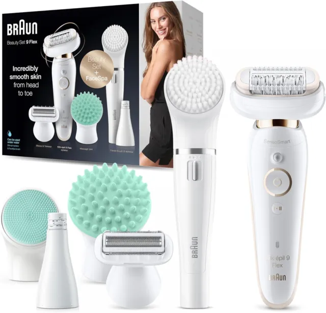 Braun Silk-Epil 9 Flex Beauty-Set, Epilierer Damen, FaceSpa 9300 Epiliergerät