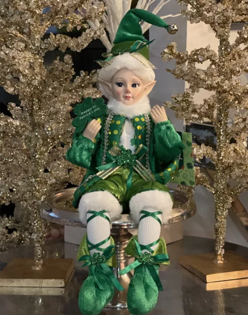 St. Patrick's Day Fairy Elf Shelf Sitter 17” Posable Mantel Tabletop Decor Pixie