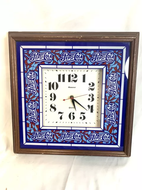 Vintage Pepsi Cola Hanover Quartz Clock 1990 WORKING