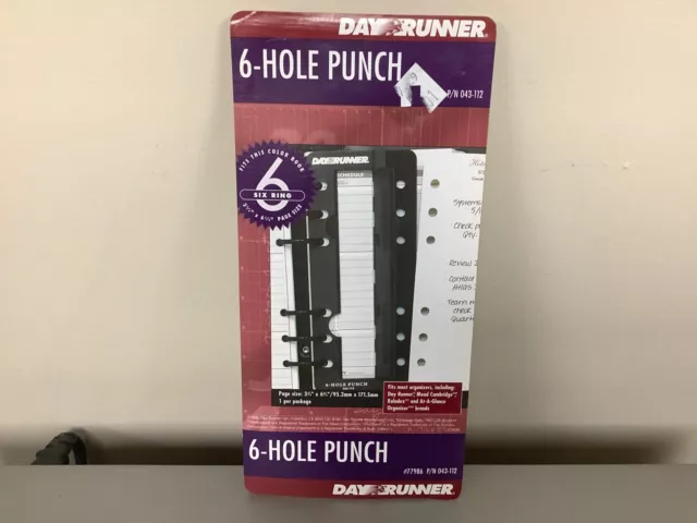 Vintage DAY RUNNER 043-112 Portable Hole Punch 6 Holes.