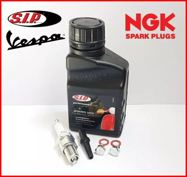 Kit olio motore trasmissione Sae 30 Sip candela Vespa 50 Special L N R 125 ET3