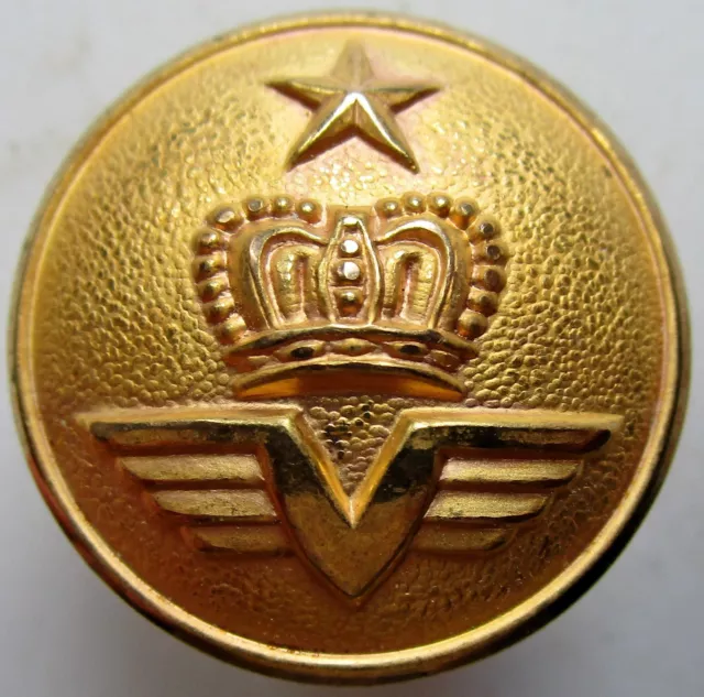 Bouton bombé en métal doré aviateur armée de l'air du Maroc +couronne, de 25 mm