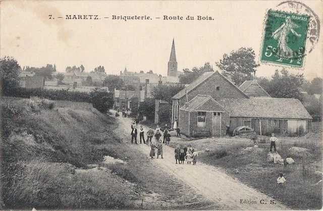 CPA 59 NORD CAUDRESIS près Cambrai MARETZ Briqueterie. Route du Bois 1909 Animée