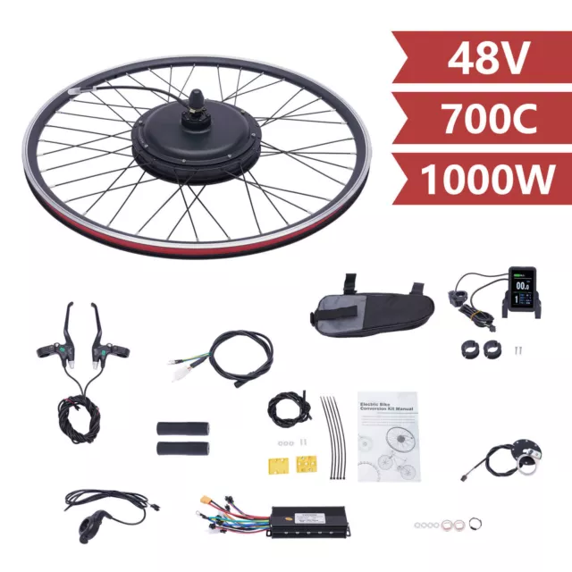 700C Front Wheel E-Bike Electric Bicycle Conversion Kit 48V 1000W Hub Motor NEW