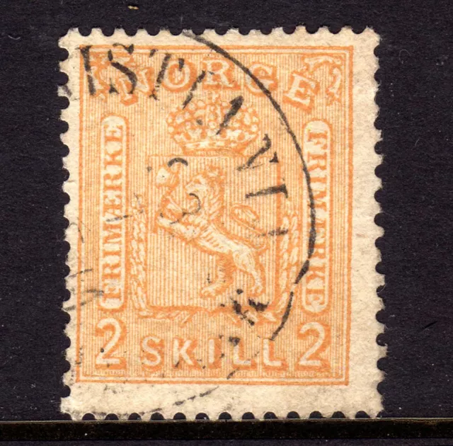 NORWAY 1867-8 EMISSIONE PETERSEN 2sk BUFF USATO, SG 23