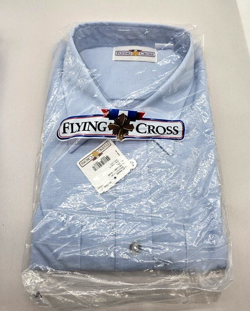 NEW FLYING CROSS Blue Button Up Short Sleeve Service Uniform Shirt Size 2XL £17.70 - PicClick UK