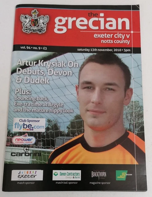 PROGRAMME - The Grecian Exeter City Vs Notts County 13th Nov 2010 League 1