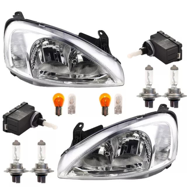 Scheinwerfer links rechts passend für Opel Corsa C mit Stellmotor & Leuchtmittel