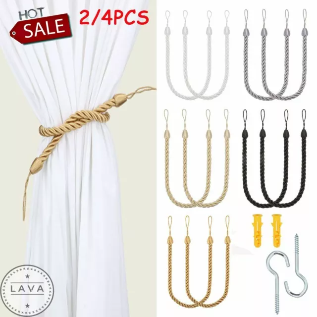 2/4X Curtain Rope Tie Backs Window Tieback Bandage Holdbacks Home Decor Handmade