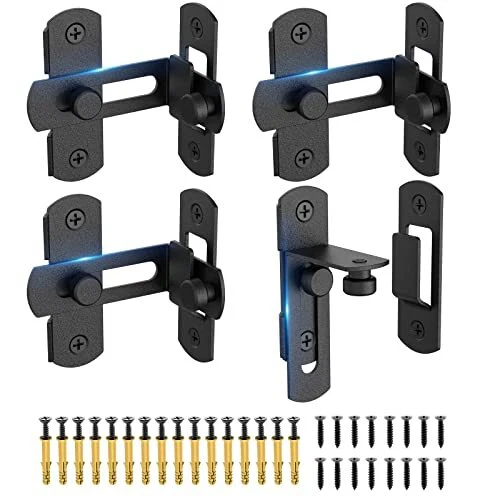 90 Degree Flip Barn Door Lock Latches, Matte Black Stainless Steel Gate Latch...