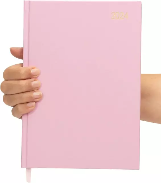 2024 Diary A5 Week to view Diary Office Full Year Planner Hardback Pink