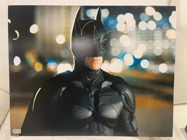 Christian Bale Signed 16X20 Batman Photo Auto Dark Knight Beckett Bas Coa