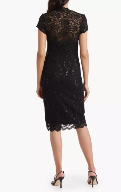 Marina Sequin Lace Cap Sleeve Sheath Dress L10020 Womens Size 6 2