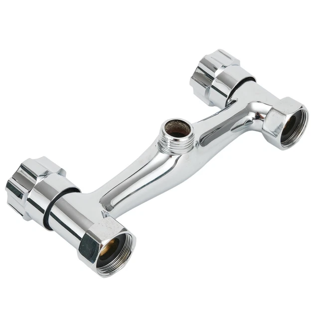 Stylish Bathroom Shower Mixer Taps with Twin Outlet Chrome Bar Valve High Grade
