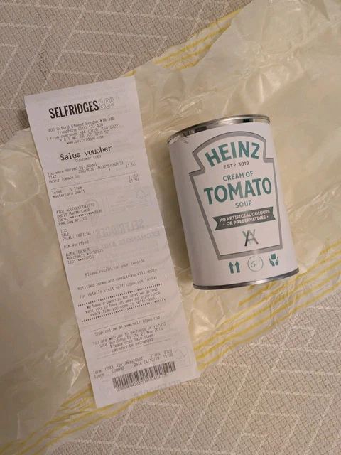 DANIEL ARSHAM HEINZ tomato soup limited edition signed Selfridges