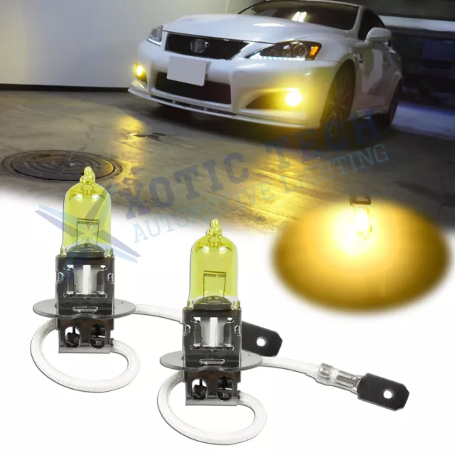 2x NEW H3 High Power 3000K Yellow 55W Halogen Fog Light Lamps Driving Bulb DRL