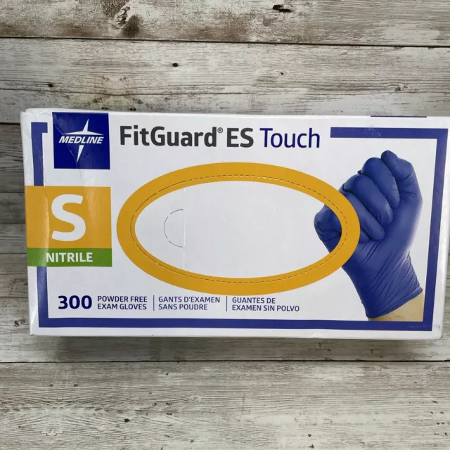 1 Box MEDLINE FITGUARD ES TOUCH NITRILE Exam Gloves Size: SMALL 300ct