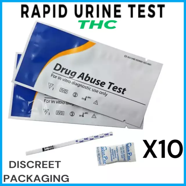 THC Urine Test Drug Kit X10 Test strips - Cannabis Marijuana - Fast & Accurate