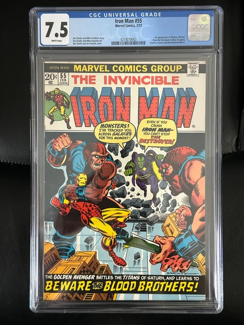 Iron Man #55 Cgc Graded 7.5 Very Fine- White Pages First Thanos Marvel Key 1972