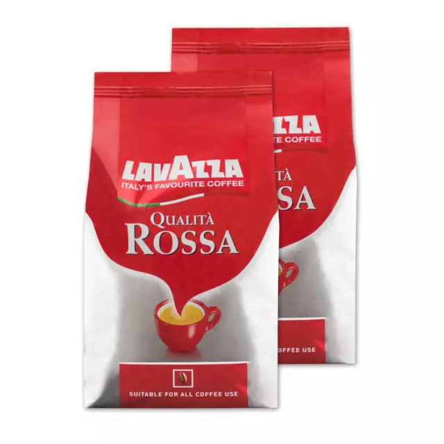 LAVAZZA Kaffee Qualita Rossa, ganze Bohnen, Bohnenkaffee 2er Pack 2x1000g Beutel