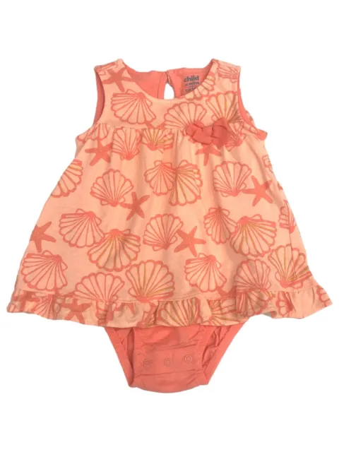 Carters Infant Girls Pink Sea Shell & Star Fish Print Baby Romper Bodysuit