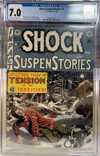 Shock SuspenStories #3 - CGC 7.0 FN/VF OW/W! Decapitated head panel! PCH! (1952)