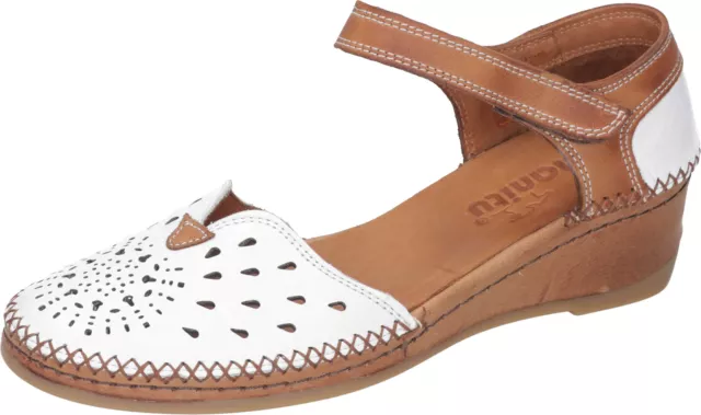 Manitu Femmes Sandales en Cuir Semelle Compensée 911008