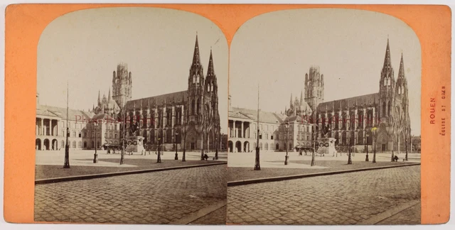 Frankreich Rouen Saint-Ouen c1875 Foto Neurdein Stereo Vintage Albumin P28L5n