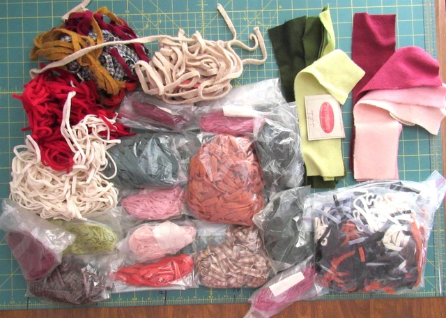 Lote de tiras de lana para enganchar alfombras, 1,5 libras, varios colores