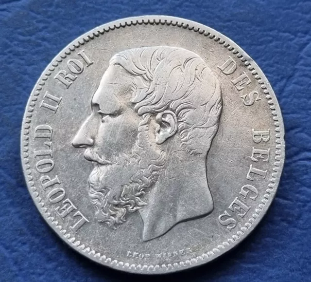 Moneta Coin Monnaie Belgio Belgie Royaume Belgique 5 Francs 1873 Roi Leopold Ii 3