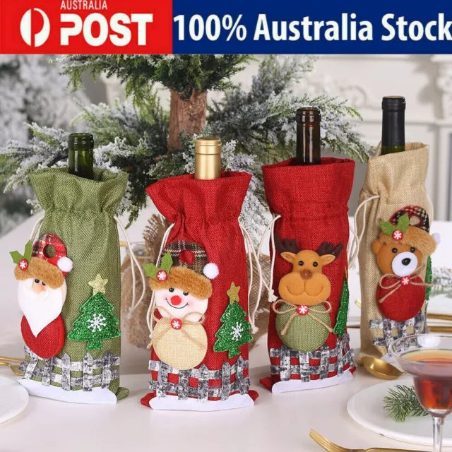 Christmas Wine Bottle Covers Bag Santa Claus Bottle Cover Home Xmas Table Decor