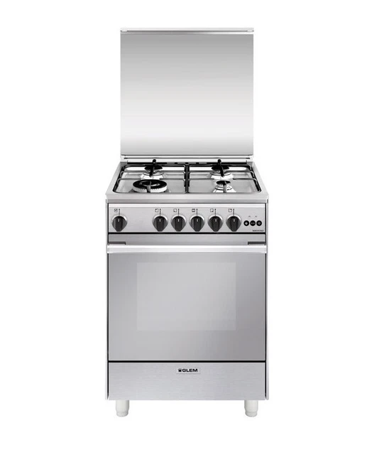 Glem Gas U664Vi Cucina 60X60Cm Inox 4 Fuochi Forno A Gas 4 Funzioni