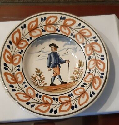 ASSIETTE PORCELAINE YOUEN PAYSAGE BRETON MAISON DE PECHEUR BORD DE MER BRETAGNE 